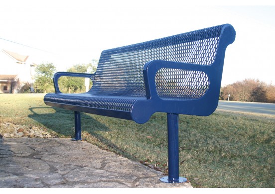 Diamond Pattern Contoured Bench with Arms
