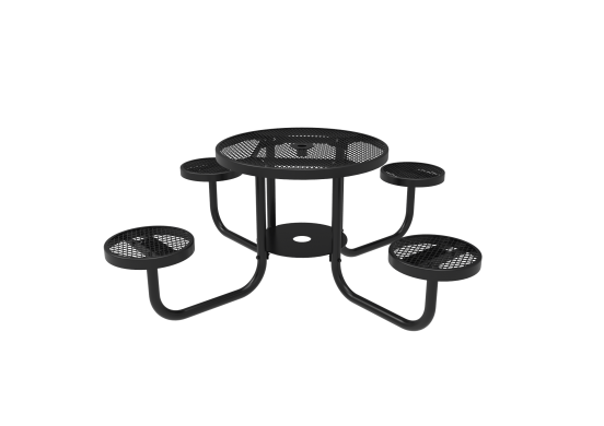 Diamond Pattern Round Patio Table with Attached Seats