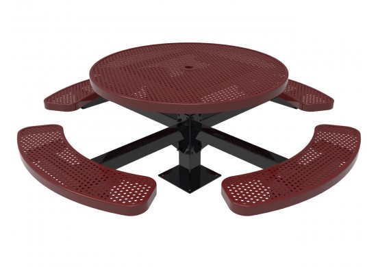 Round Single Pedestal Picnic Table w/Perforated Steel
